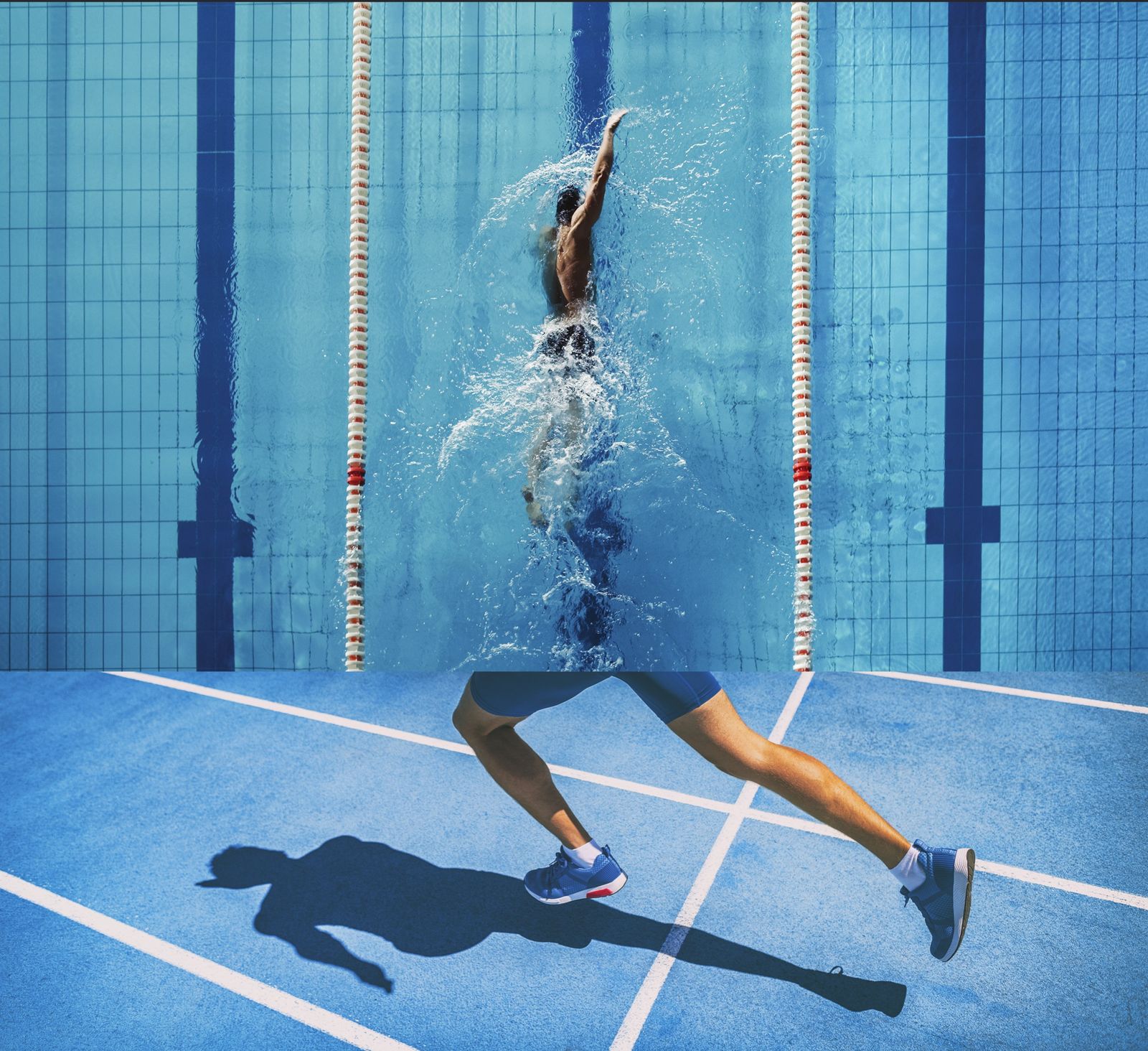 Image d'ambiance du nouveau club sportif : un nageur et un coureur
